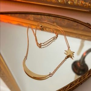 Moon and Star Gold Necklace